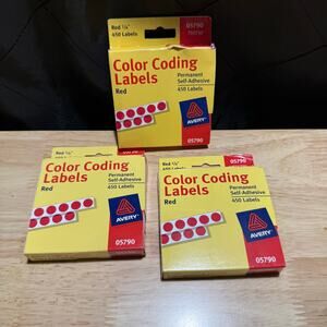 Avery® Permanent Self-Adhesive Color-Coding Labels, 1/4in dia, Red, 450/Pack